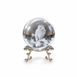 Owl Moon 3D Laser Engraved Glass Sphere On Metal Stand (60mm) Owl Moon 3D Laser Engraved Glass Sphere On Metal Stand (60mm)